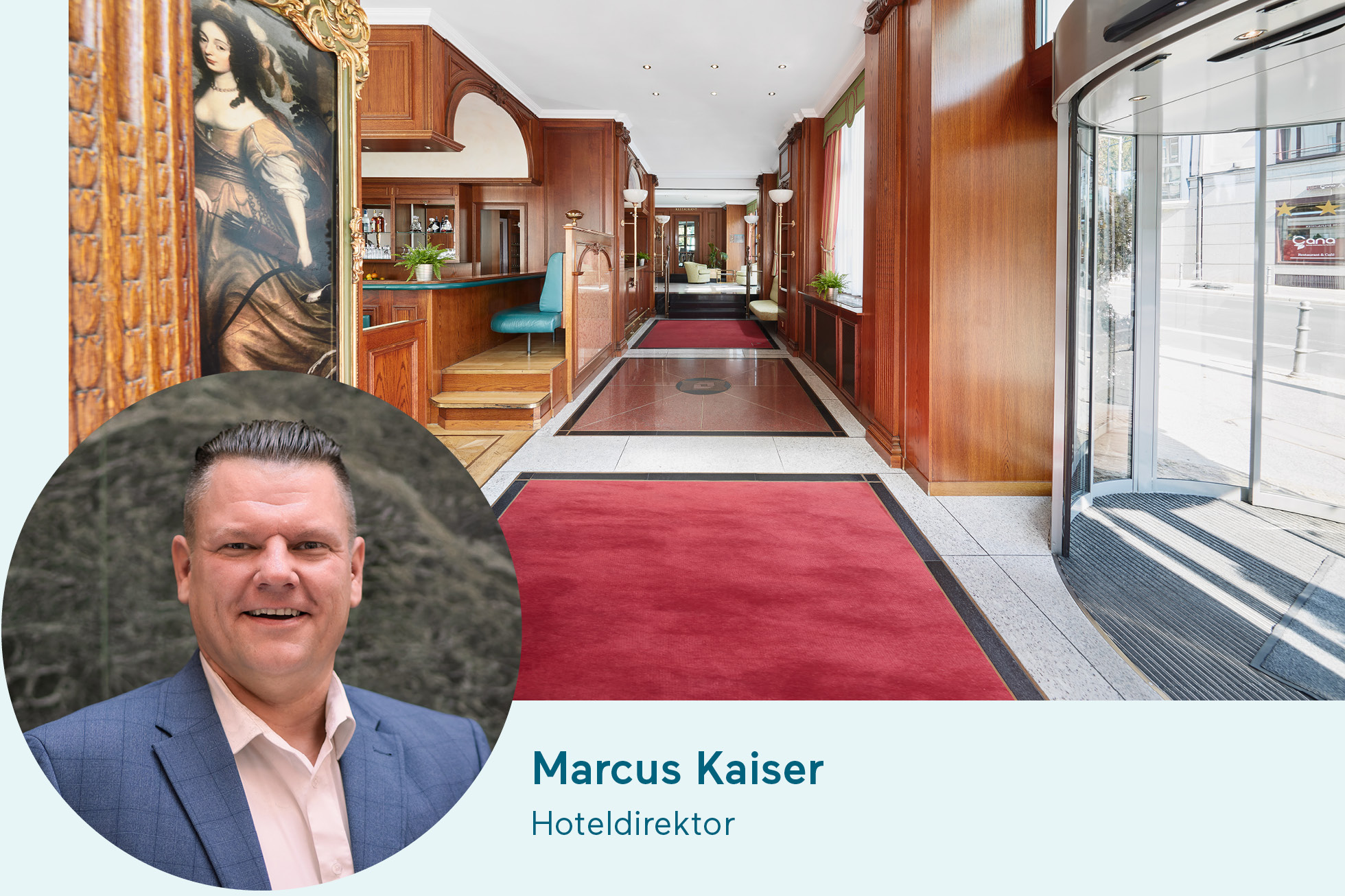 Direktor Living Hotel Berlin Mitte Direktor mit Eingangsbereich des Hotels